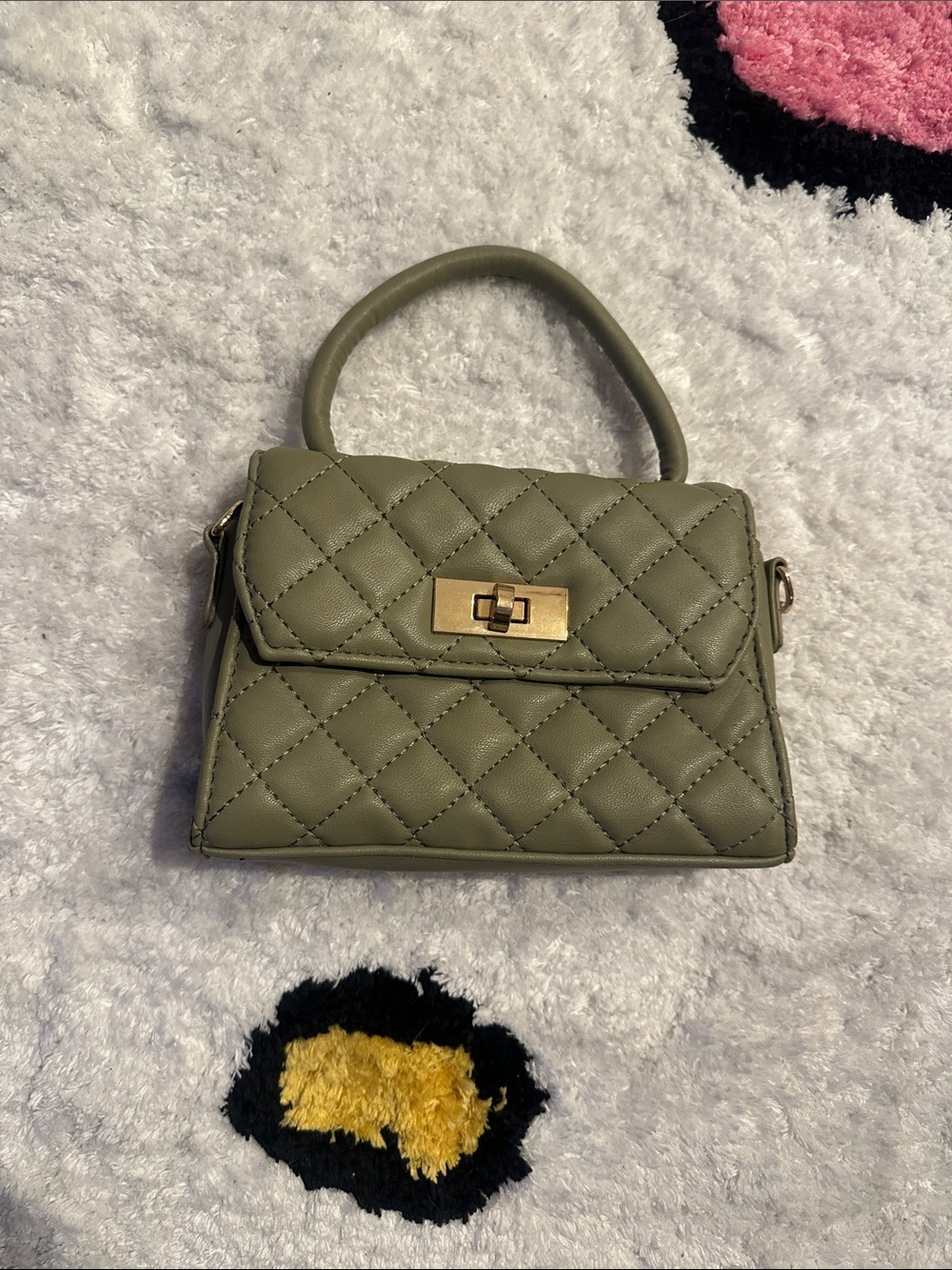 Quilted Olive Top-Handle Bag